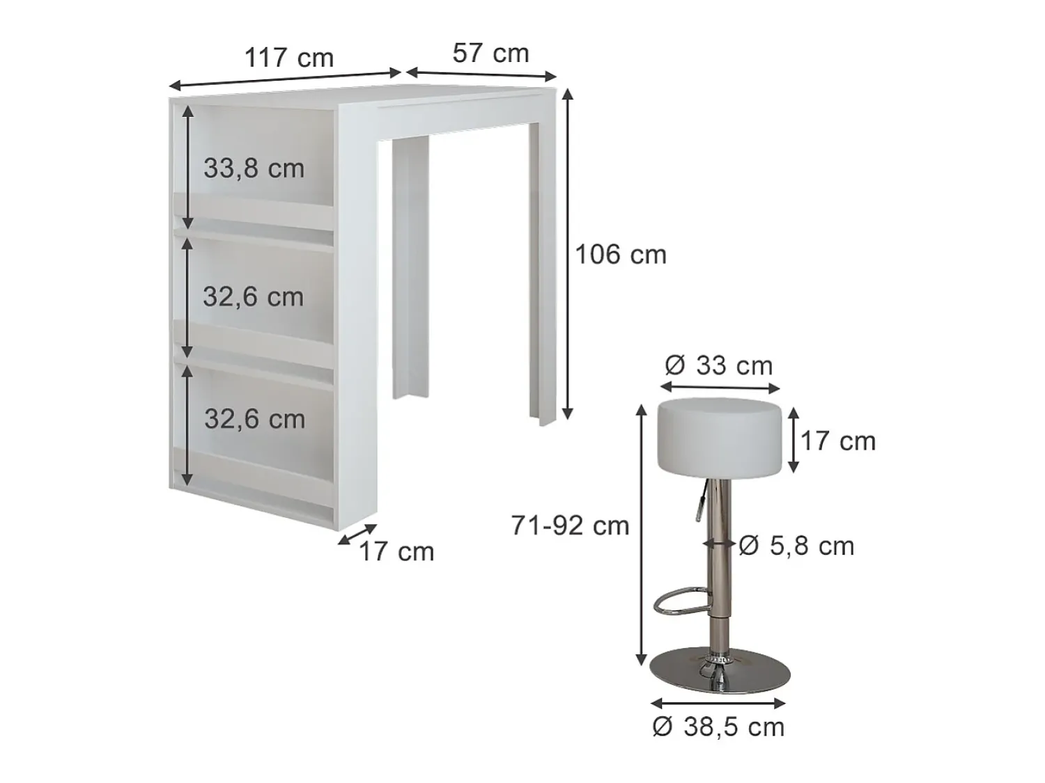 Móvel De Bar|Vicco Bartisch-Set 57x117x106 repose Branco