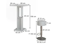 Clearance Vicco Bartisch-Set 65x65x106 repose Branco