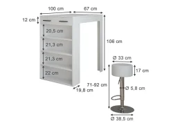 Móvel De Bar|Vicco Bartisch-Set 67x100x106 repose Branco