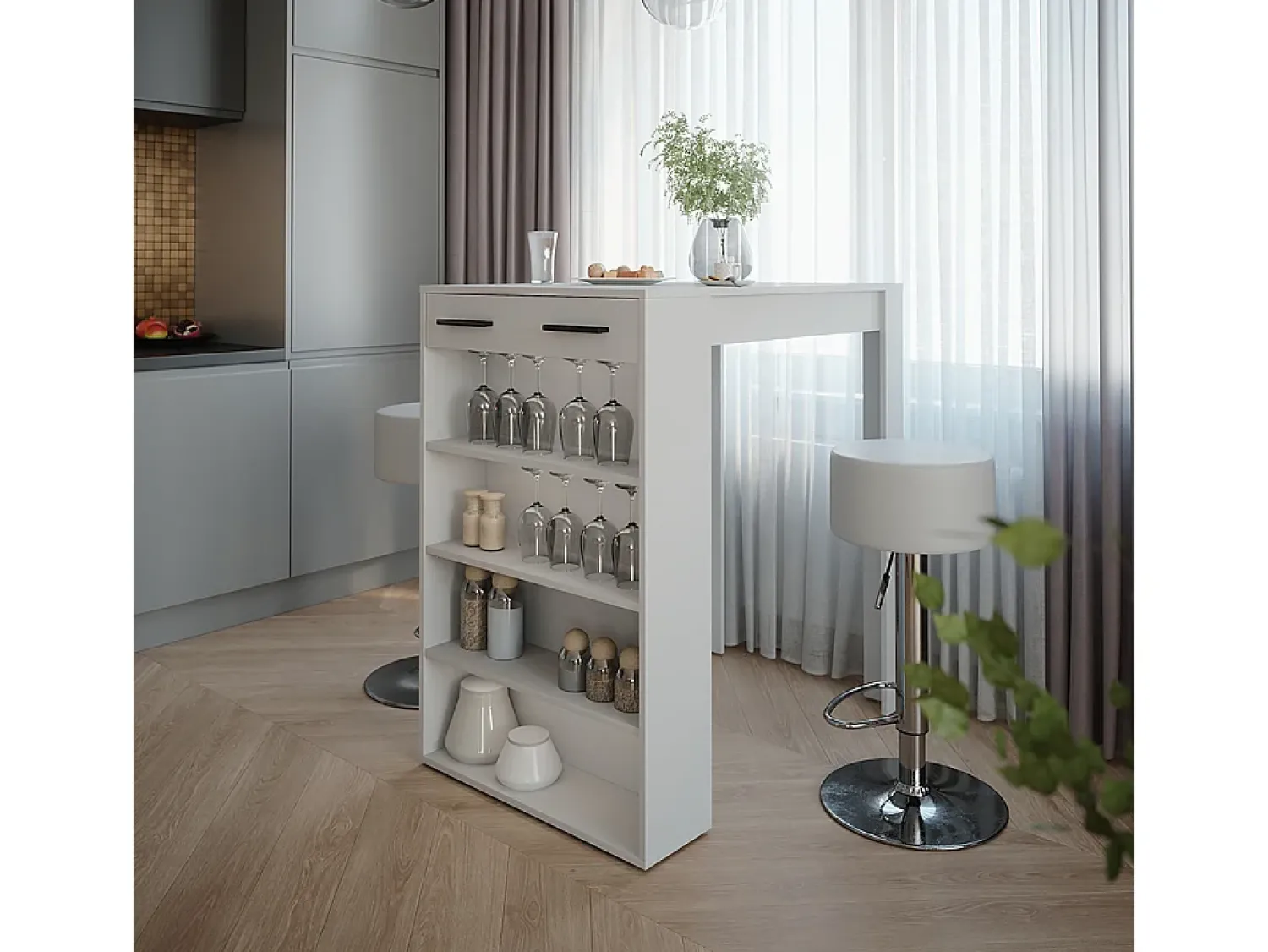 Móvel De Bar|Vicco Bartisch-Set 67x100x106 repose Branco