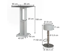 Móvel De Bar|Vicco Bartisch-Set branco/antracite 65x65x106 repose Cinza antracite
