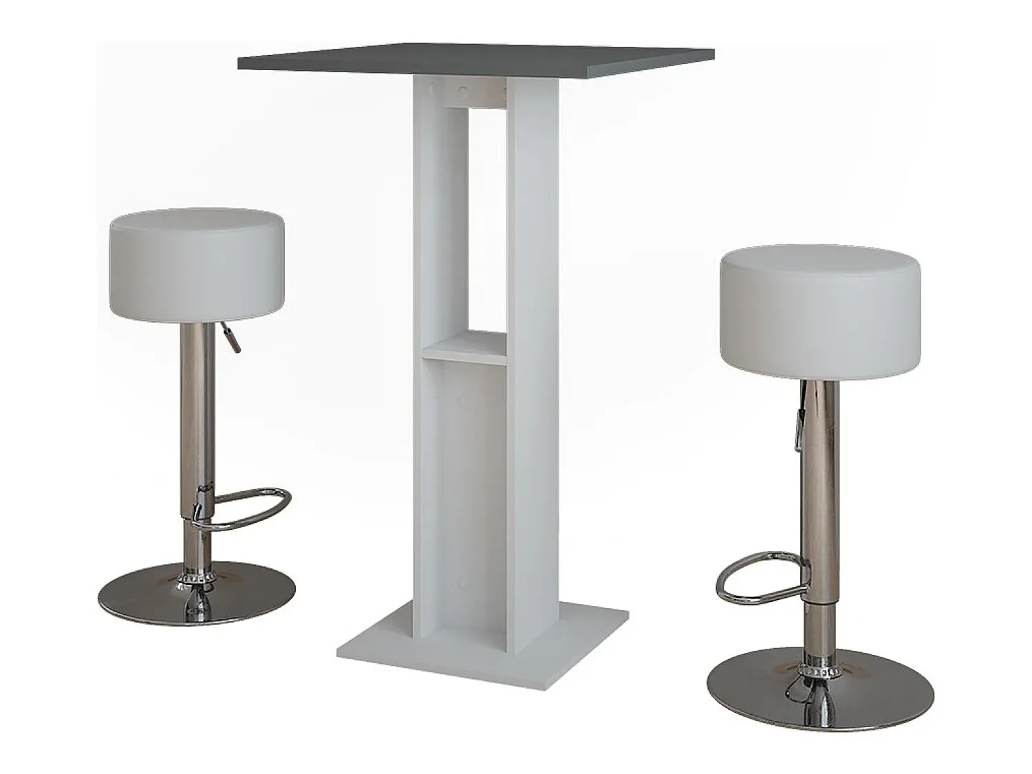 Móvel De Bar|Vicco Bartisch-Set branco/antracite 65x65x106 repose Cinza antracite