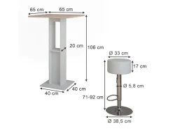 Vicco Bartisch-Set /sonoma 65x65x106 repose^ Móvel De Bar