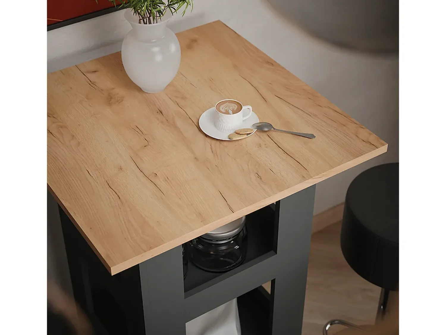 Móvel De Bar*Vicco Bartisch-Set carvalho goldkraft/antracite 65x65x106 repose Natural escuro
