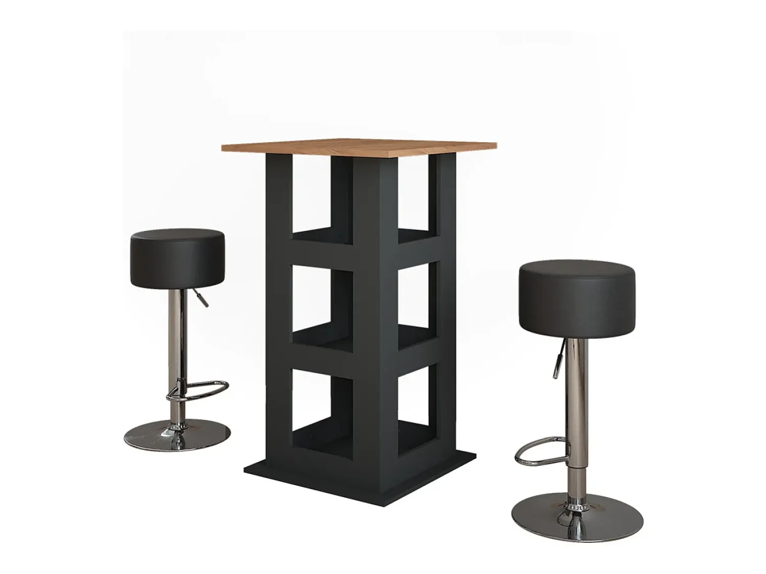 Móvel De Bar*Vicco Bartisch-Set carvalho goldkraft/antracite 65x65x106 repose Natural escuro