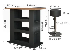 Vicco Bartisch-Set carvalho goldkraft/antracite 110x65x106 repose Natural escuro