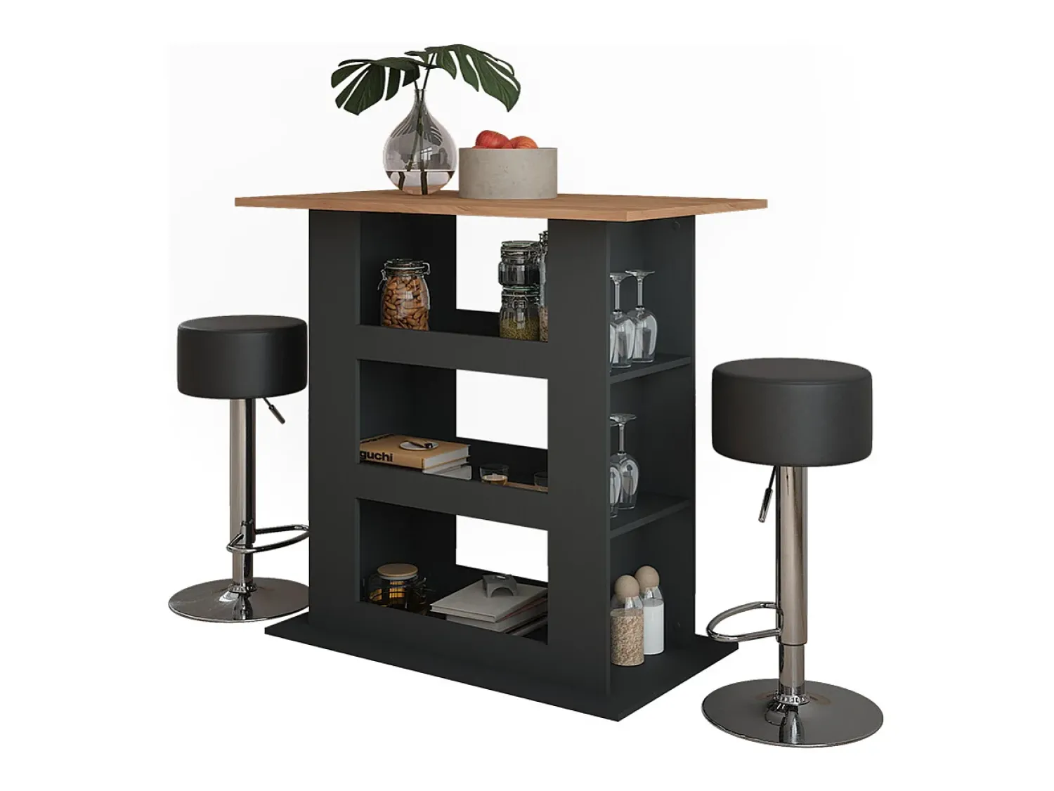 Vicco Bartisch-Set carvalho goldkraft/antracite 110x65x106 repose Natural escuro
