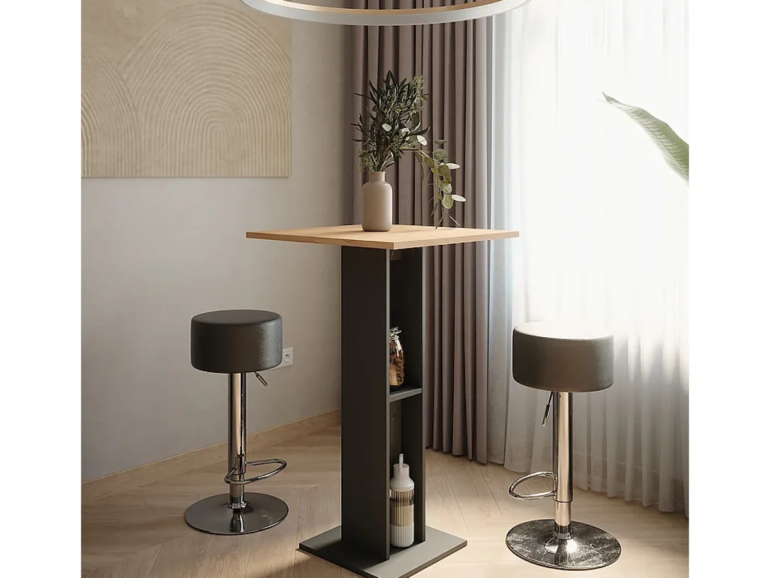 Best Vicco Bartisch-Set carvalho goldkraft/antracite 65x65x106 repose Natural escuro