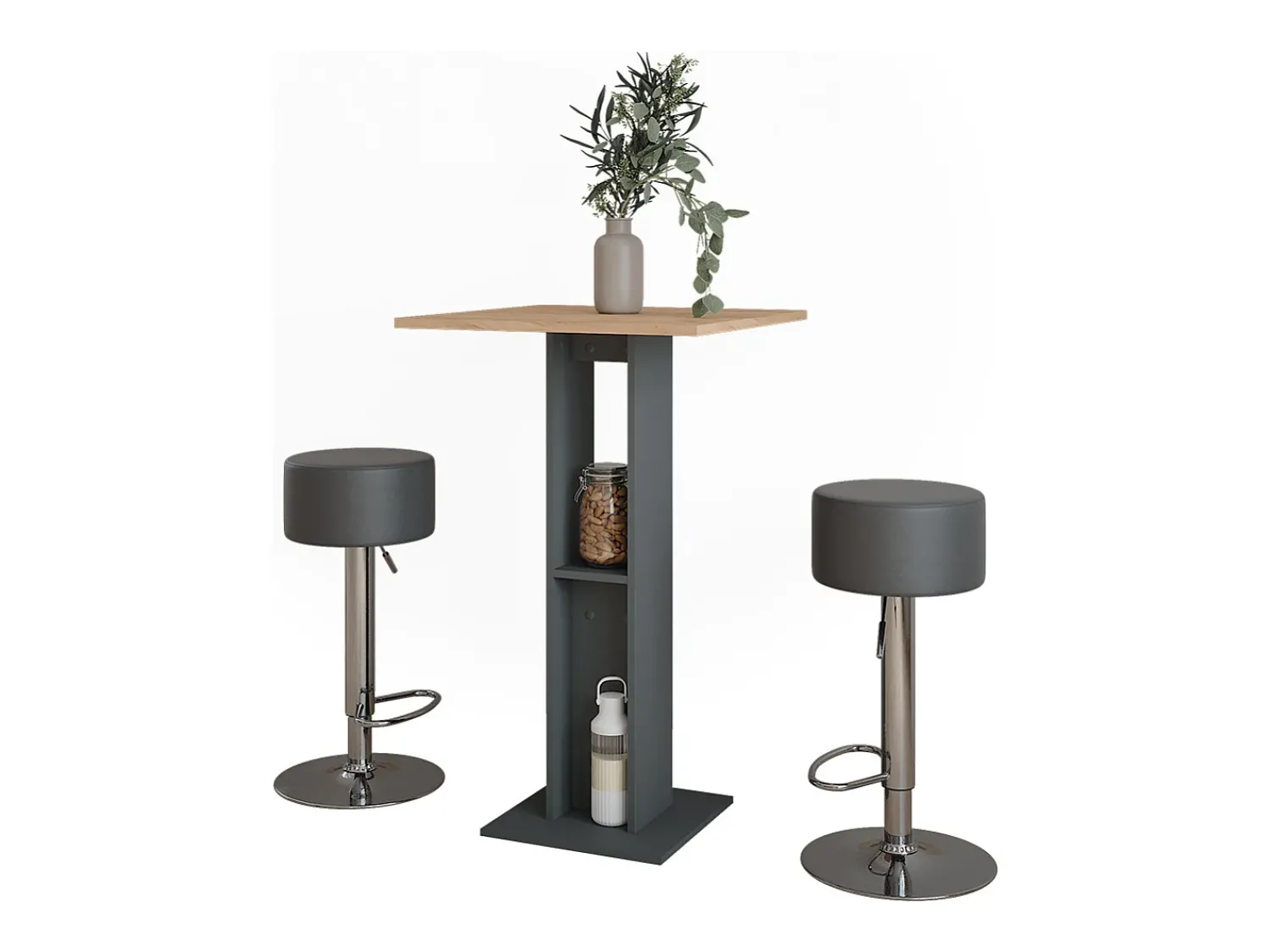 Best Vicco Bartisch-Set carvalho goldkraft/antracite 65x65x106 repose Natural escuro