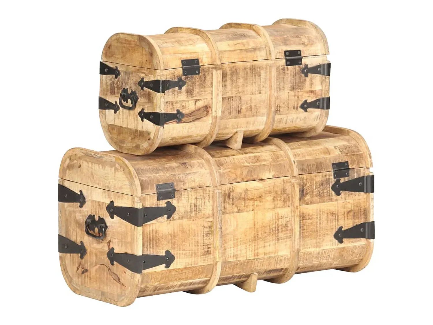 Acessórios De Arrumação| Baús de arrumação 2 pcs madeira de mangueira maciça PT414490 Castanho