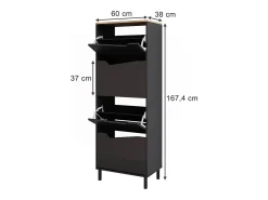 Clearance Vicco Basculante de sapatos antracite/artesanal 60x38x167.4 marelle Preto