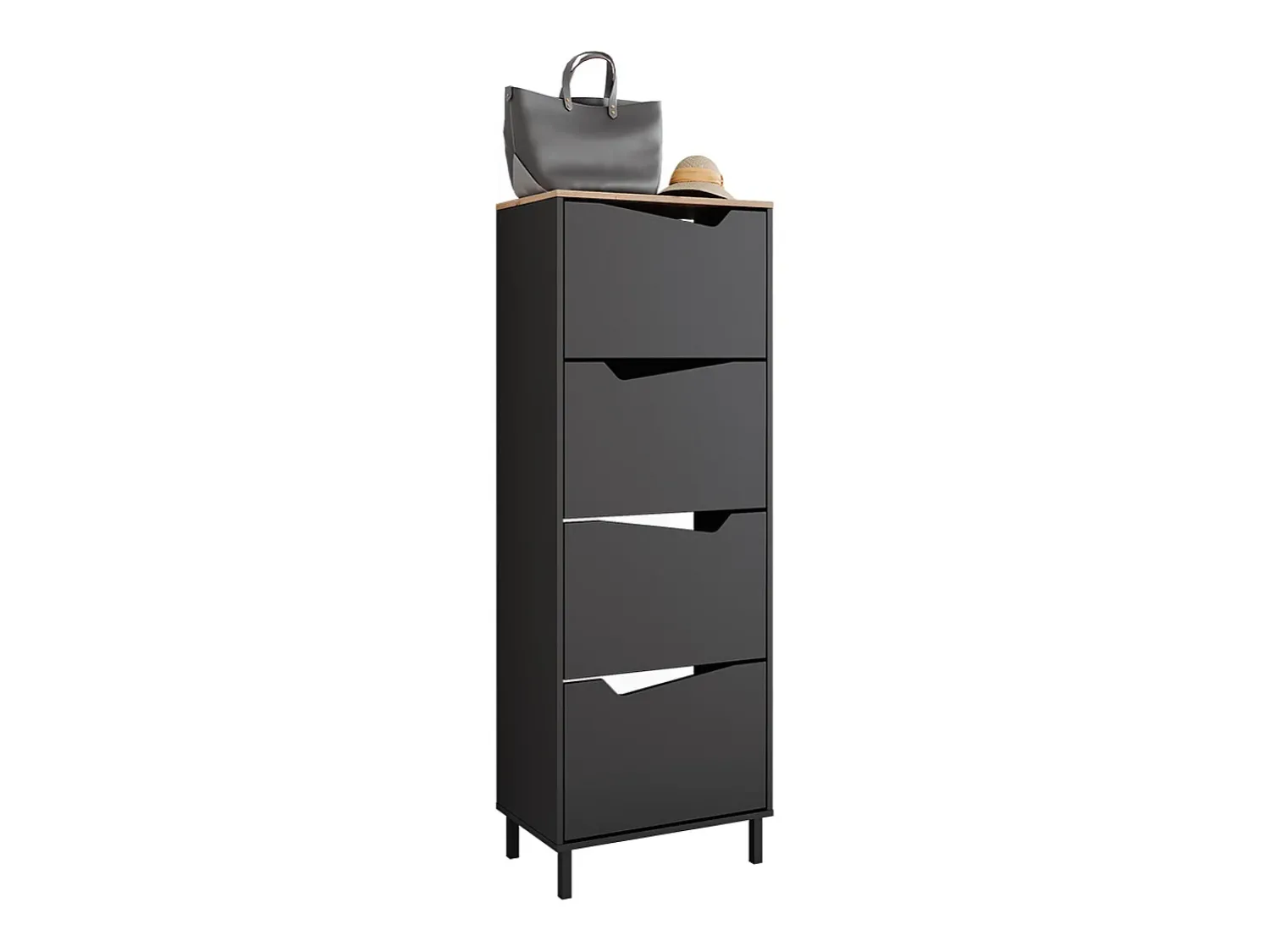 Clearance Vicco Basculante de sapatos antracite/artesanal 60x38x167.4 marelle Preto