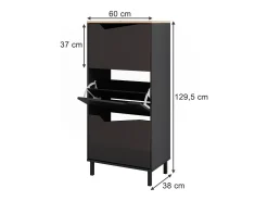 Discount Vicco Basculante de sapatos antracite/artesanal 60x38x129.5 marelle Preto