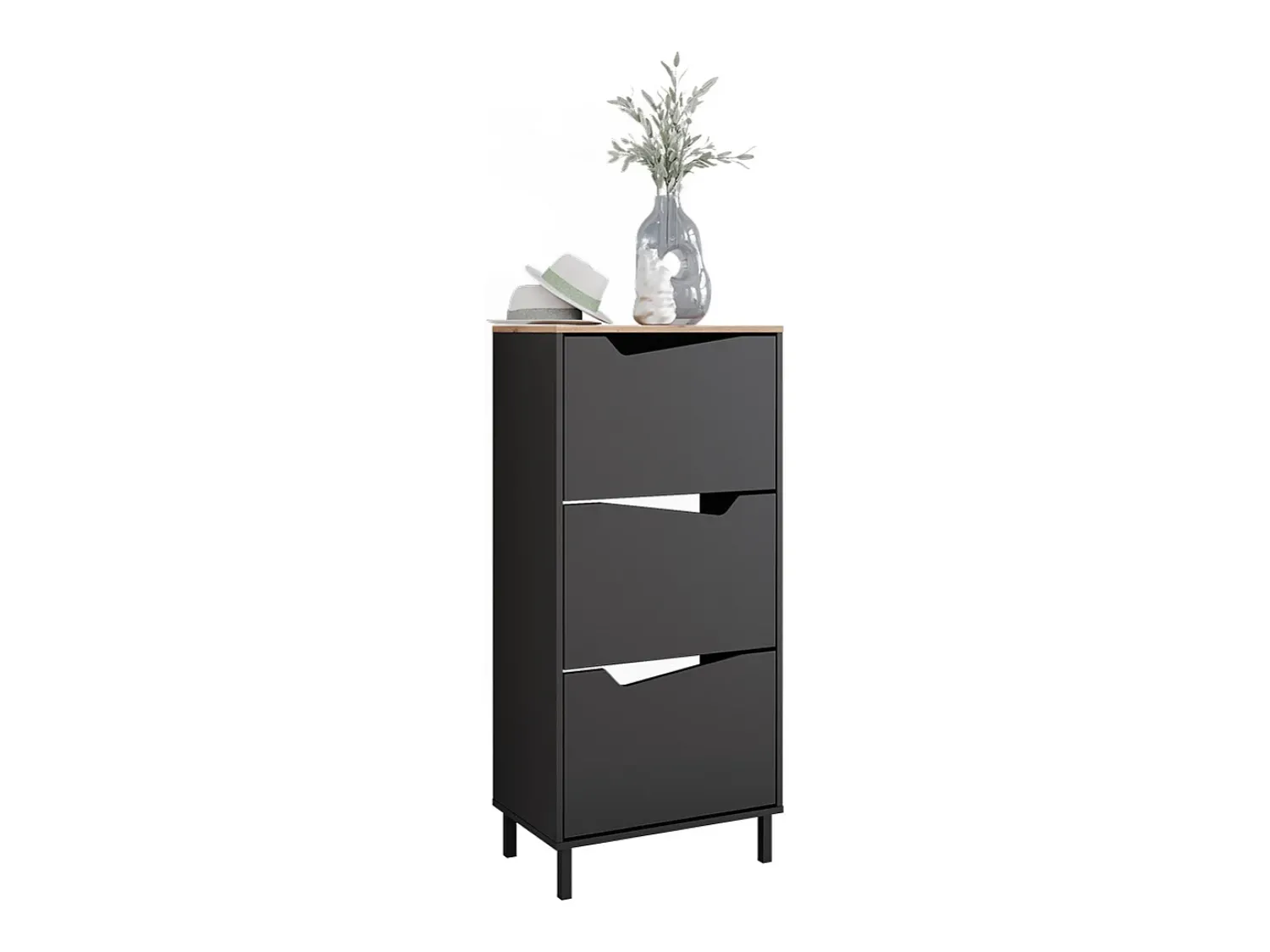 Discount Vicco Basculante de sapatos antracite/artesanal 60x38x129.5 marelle Preto