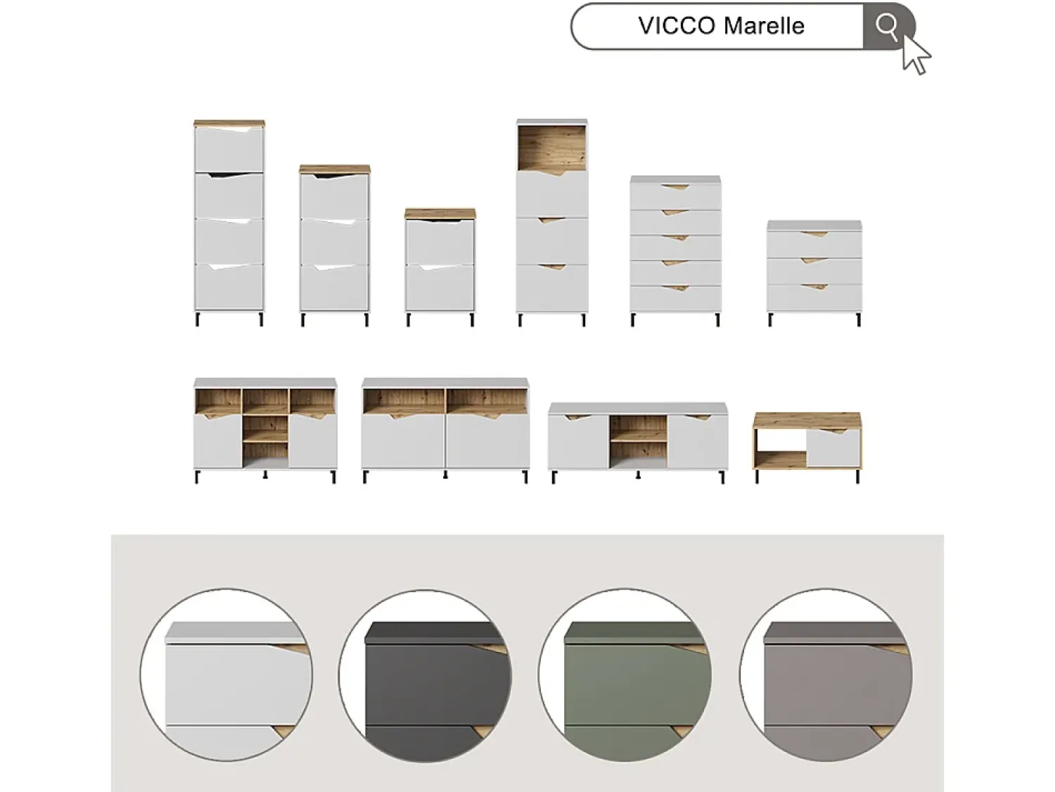 Discount Vicco Basculante de sapatos antracite/artesanal 60x38x129.5 marelle Preto