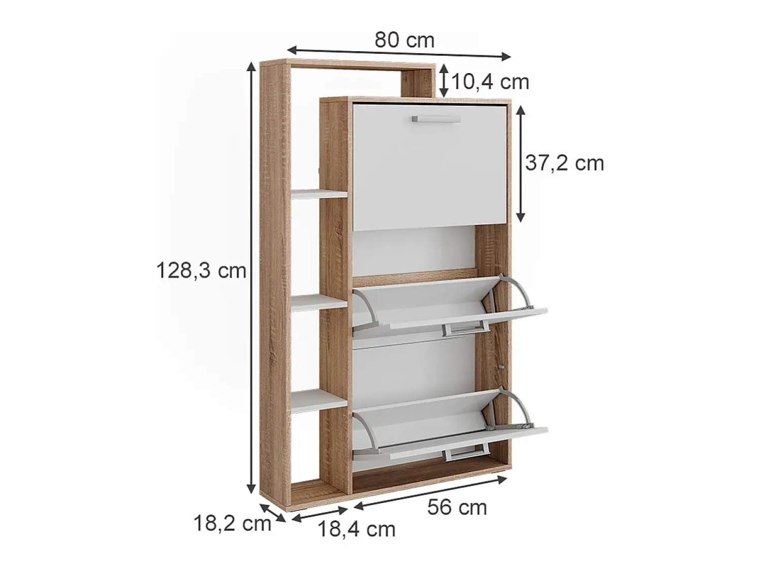 Móvel De Arrumação|Sapateira|Vicco Basculante de sapatos /sonoma 80x18.2x128.3 orlando Branco