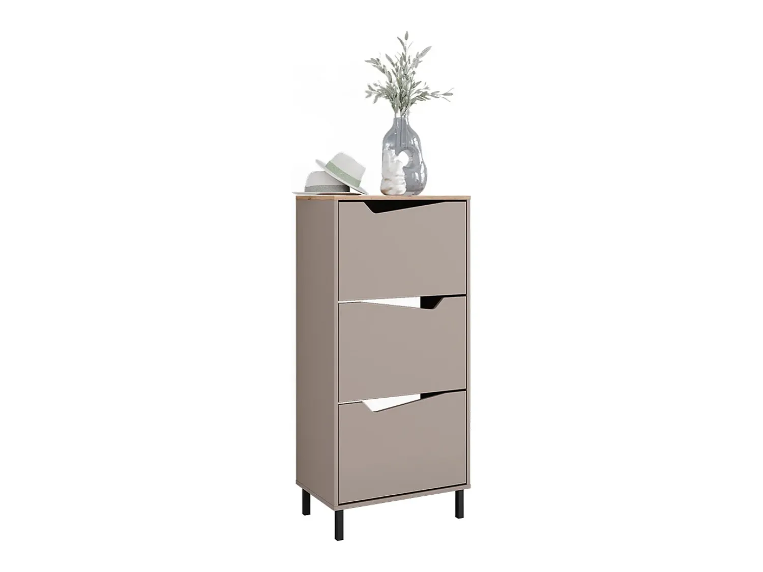 Móvel De Arrumação|Sapateira|Vicco Basculante de sapatos carvalho verde/artesanato 60x38x129.5 marelle Taupe