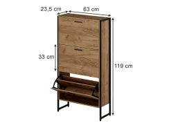 Discount Vicco Basculante de sapatos carvalho goldkraft/ 63x23.5x119 folda Preto