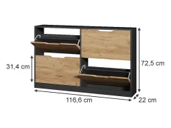 Vicco Basculante de sapatos carvalho antracite/goldkraft 116.6x22x72.5 luca^ Móvel De Arrumação|Sapateira