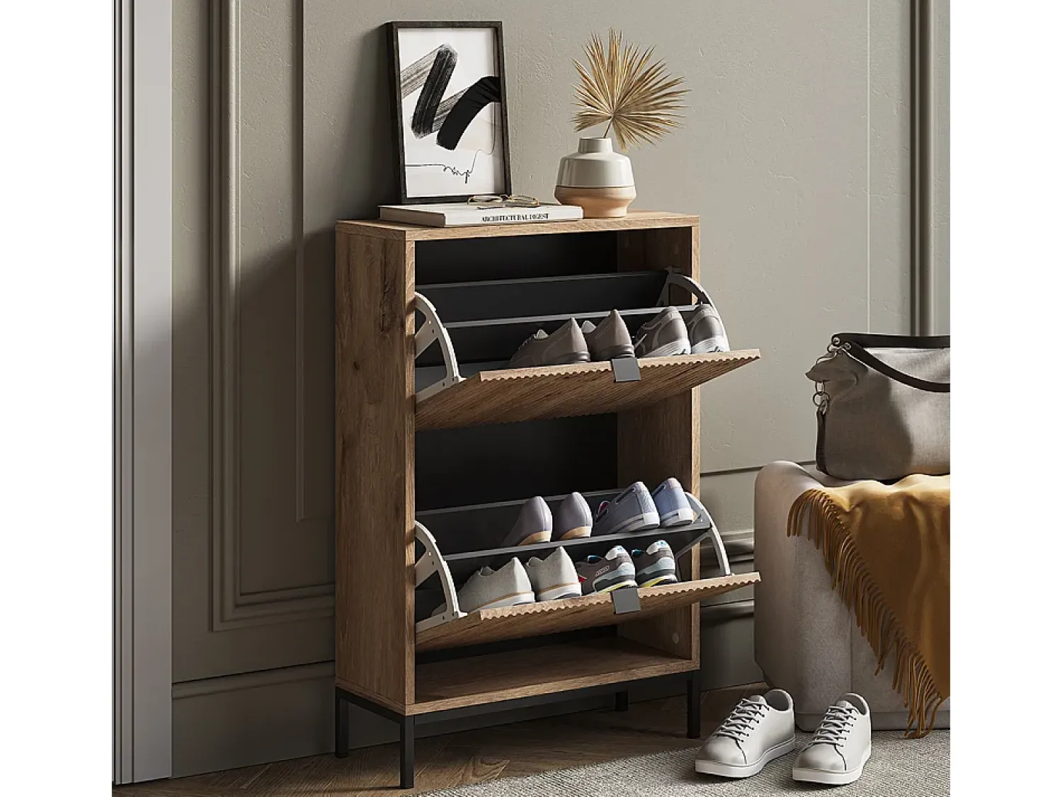 Outlet Vicco Basculante de sapatos carvalho viking 60x24x92 eliza Natural escuro
