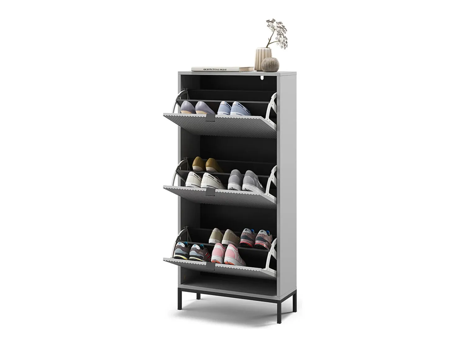 Best Vicco Basculante de sapatos cinza 60x24x130 eliza Cinzento