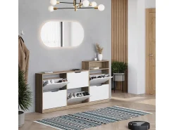 Móvel De Arrumação|Sapateira*Vicco Basculante de sapatos sonoma/branco 116.6x22x72.5 luca Natural claro