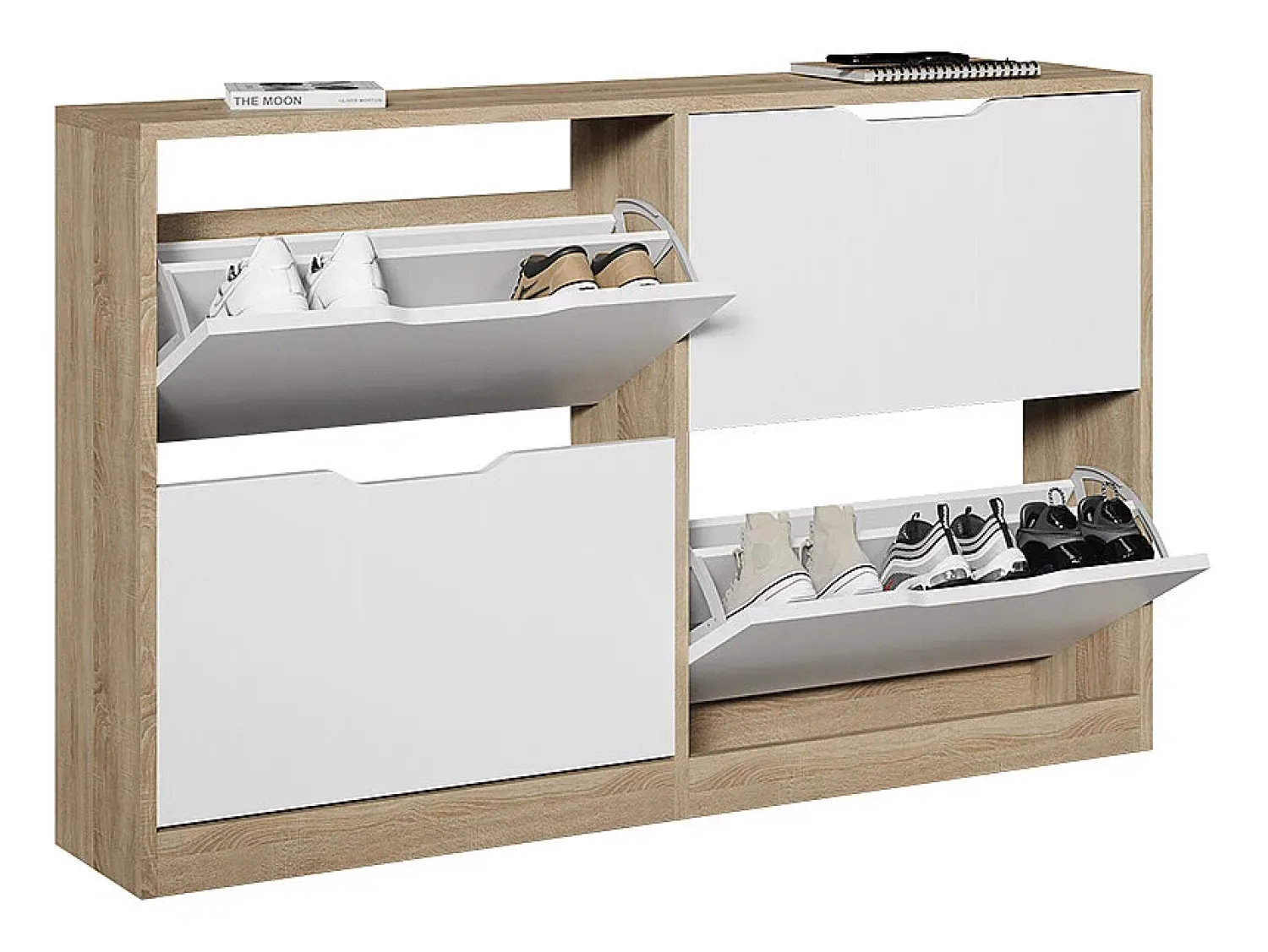 Móvel De Arrumação|Sapateira*Vicco Basculante de sapatos sonoma/branco 116.6x22x72.5 luca Natural claro