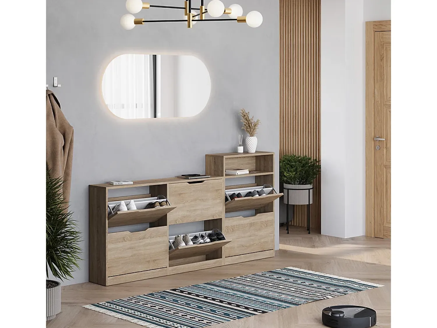 Móvel De Arrumação|Sapateira*Vicco Basculante de sapatos sonoma 116.6x22x72.5 luca Natural claro