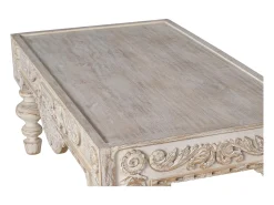 Mesa De Centro|Giner y colomer Base da mesa em madeira de mangue esculpida. Branco