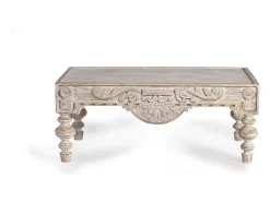 Mesa De Centro|Giner y colomer Base da mesa em madeira de mangue esculpida. Branco