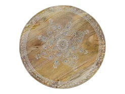Mesa De Centro|Giner y colomer Base da mesa em madeira de mangue e pedras em metal natural e preto. Multicor