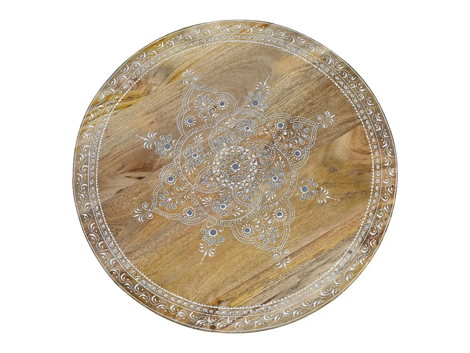 Mesa De Centro|Giner y colomer Base da mesa em madeira de mangue e pedras em metal natural e preto. Multicor