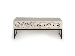 Mesa De Centro*Giner y colomer Base da mesa em madeira maciça e pés em metal antigo. Branco