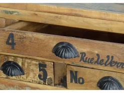 Mesa De Centro|Giner y colomer Base da mesa em madeira reciclada e roletas de metal multicoloridas. Multicor