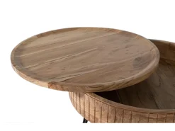 Mesa De Centro|Giner y colomer Base de mesa em madeira manguier com base em fer fabriquée à la main Castanho