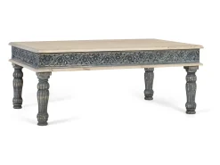 Mesa De Centro|Giner y colomer Base de mesa em madeira manguier com base em fer fabriquée à la main Azul