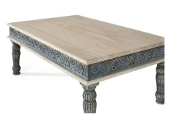 Mesa De Centro|Giner y colomer Base de mesa em madeira manguier com base em fer fabriquée à la main Azul