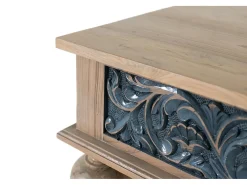 Giner y colomer Base de mesa em teck sculpté à la main, bicolor natural e bleu Azul