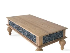 Giner y colomer Base de mesa em teck sculpté à la main, bicolor natural e bleu Azul