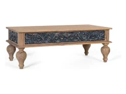 Giner y colomer Base de mesa em teck sculpté à la main, bicolor natural e bleu Azul