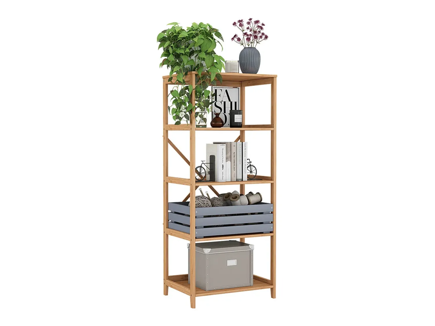 Prateleira*Vicco Bücherregal bambu 48.3x35.5x114 novaro Natural claro