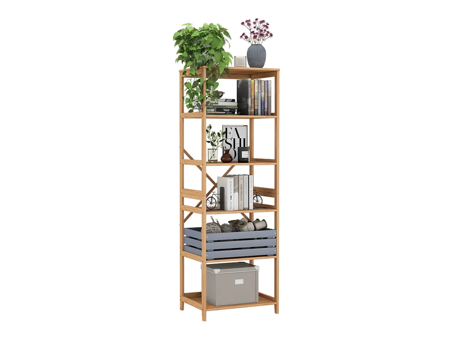 Vicco Bücherregal bambu 48.3x35.5x140.3 novaro^ Prateleira
