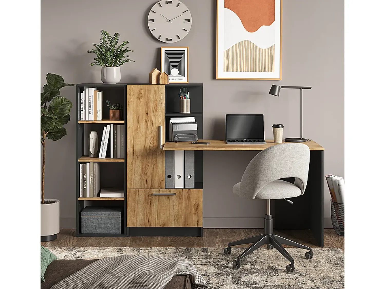 Prateleira*Vicco Bücherregal carvalho antracite/goldkraft 40x30x120 tomy Cinza antracite
