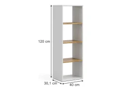 Prateleira*Vicco Bücherregal carvalho branco/dourado 40x30x120 tomy Natural escuro