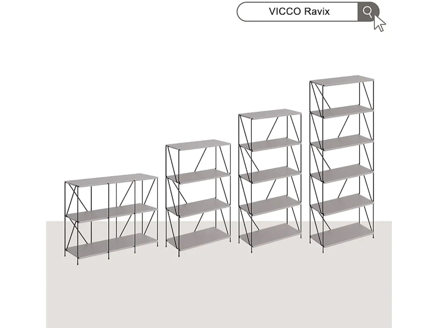 Vicco Bücherregal cinza-bege/preto 60x30x102.5 ravix^ Prateleira