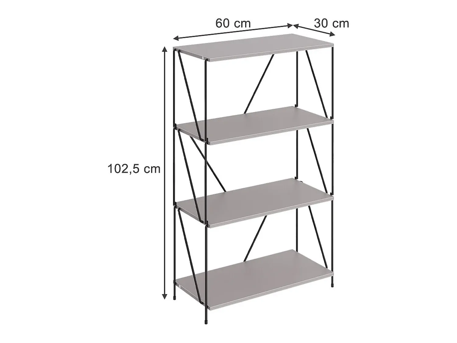 Vicco Bücherregal cinza-bege/preto 60x30x102.5 ravix^ Prateleira