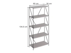Discount Vicco Bücherregal cinza-bege/preto 60x30x134.5 ravix Cinzento