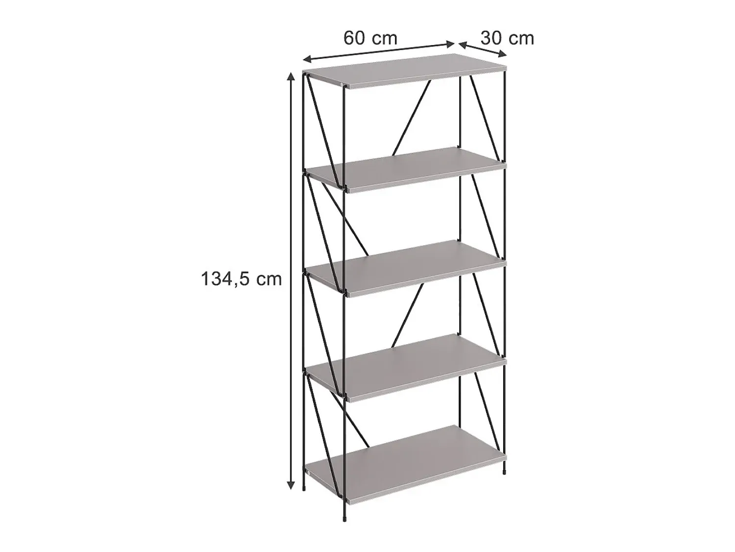Discount Vicco Bücherregal cinza-bege/preto 60x30x134.5 ravix Cinzento