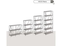 Discount Vicco Bücherregal cinza-bege/preto 60x30x134.5 ravix Cinzento