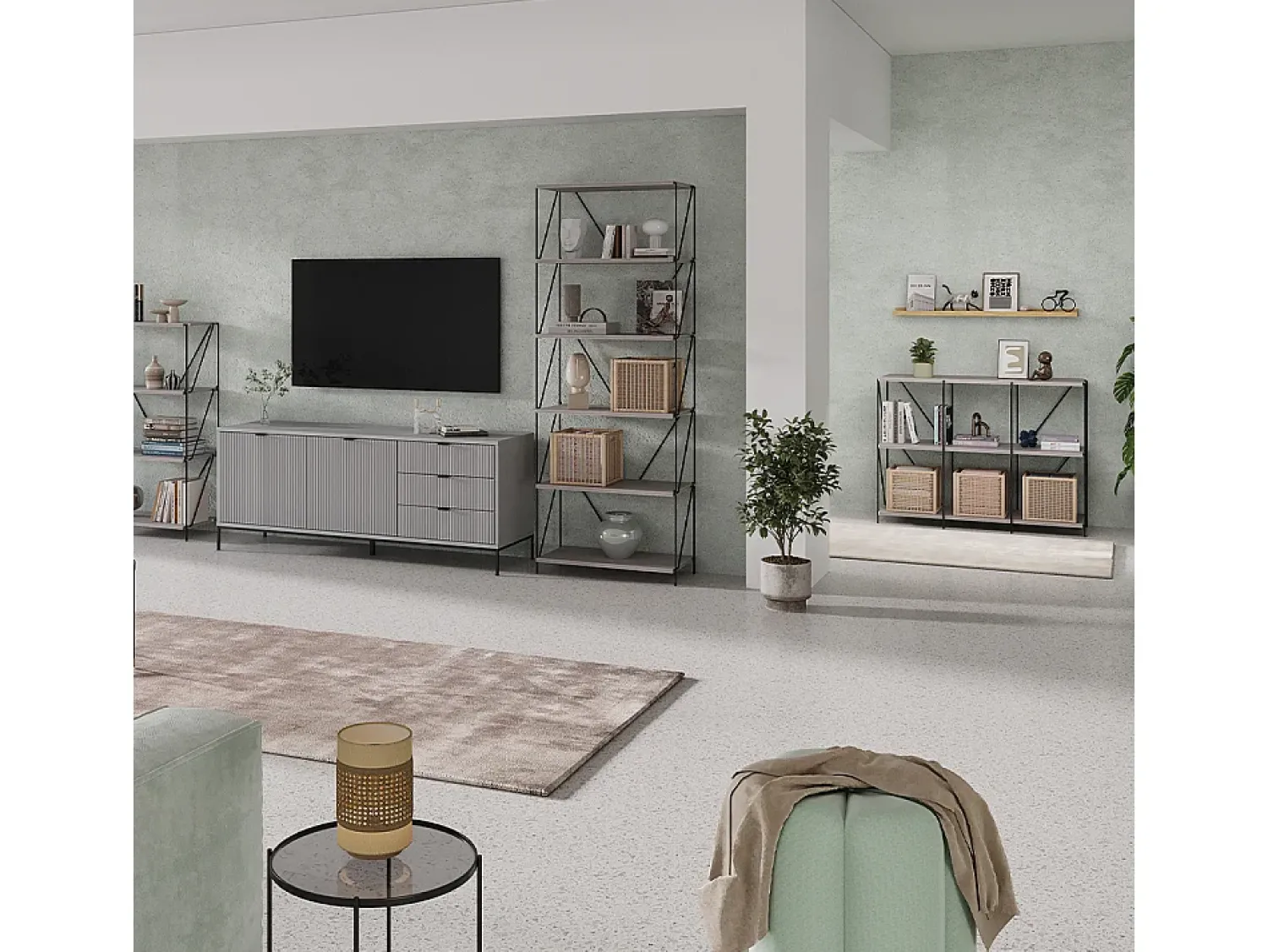 Vicco Bücherregal cinza-bege/preto 90x30x71 ravix^ Prateleira